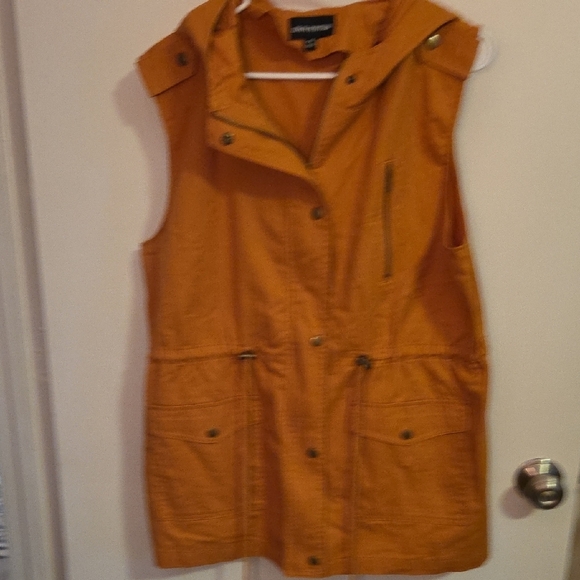 Zenana Outfitters Orange Utility Vest with Drawstring Waist - Picture 1 of 1